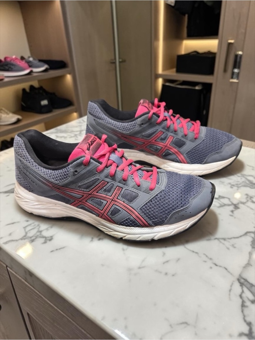 ASICS GEL Contend 5 Women's Running Shoes Gray Pink Athletic Sneakers Size 9
